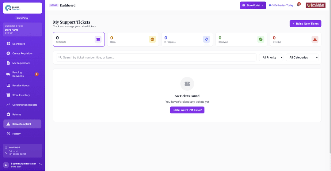 Store Portal — My Support Tickets